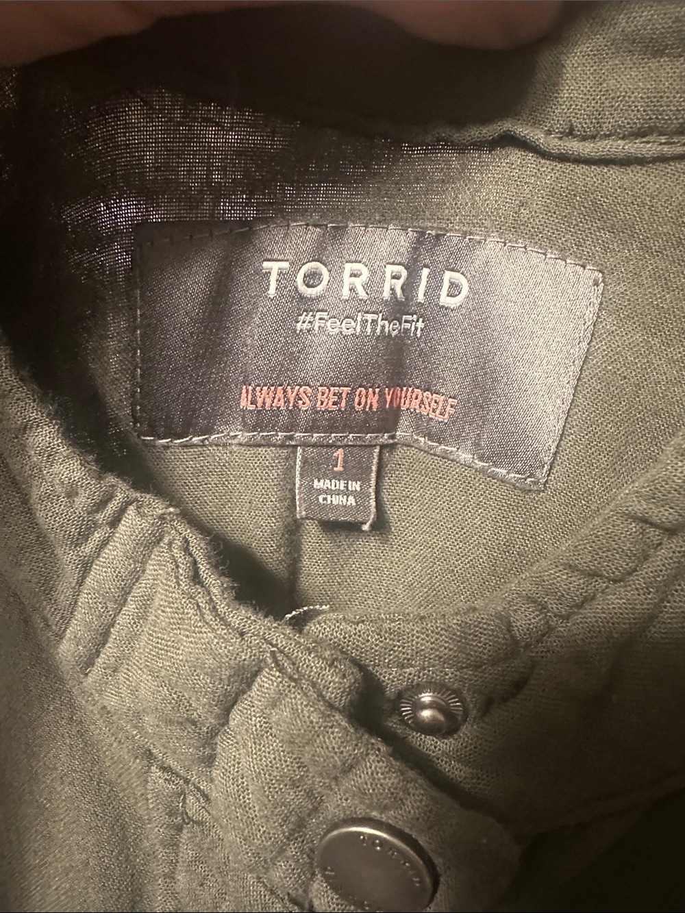 torrid Olive Green Button-Front Utility Jacket